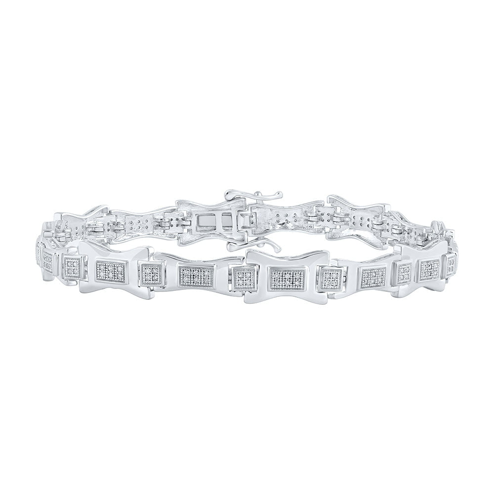 GND Men's Diamond Bracelets 10kt White Gold Mens Round Diamond Link Bracelet 1/2 Cttw