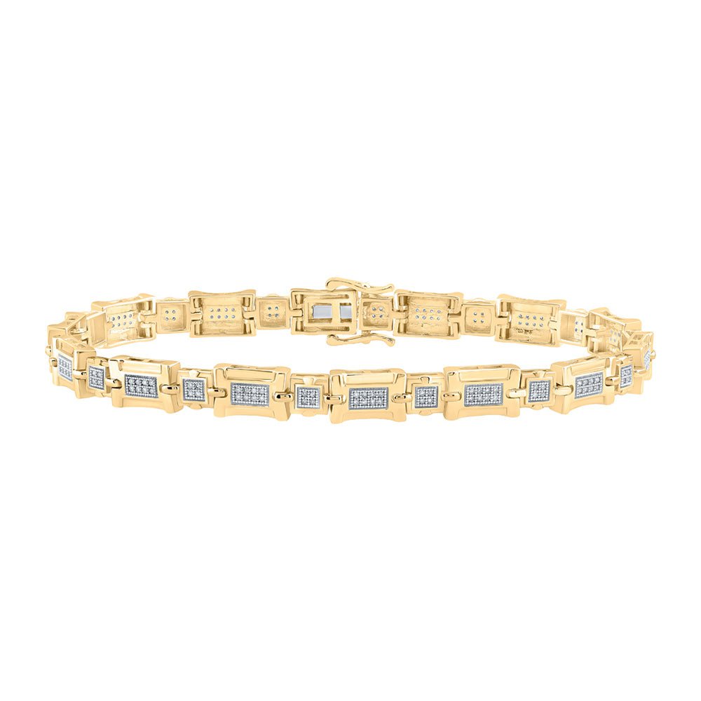 GND Men's Diamond Bracelets 10kt Yellow Gold Mens Round Diamond Link Bracelet 1/2 Cttw