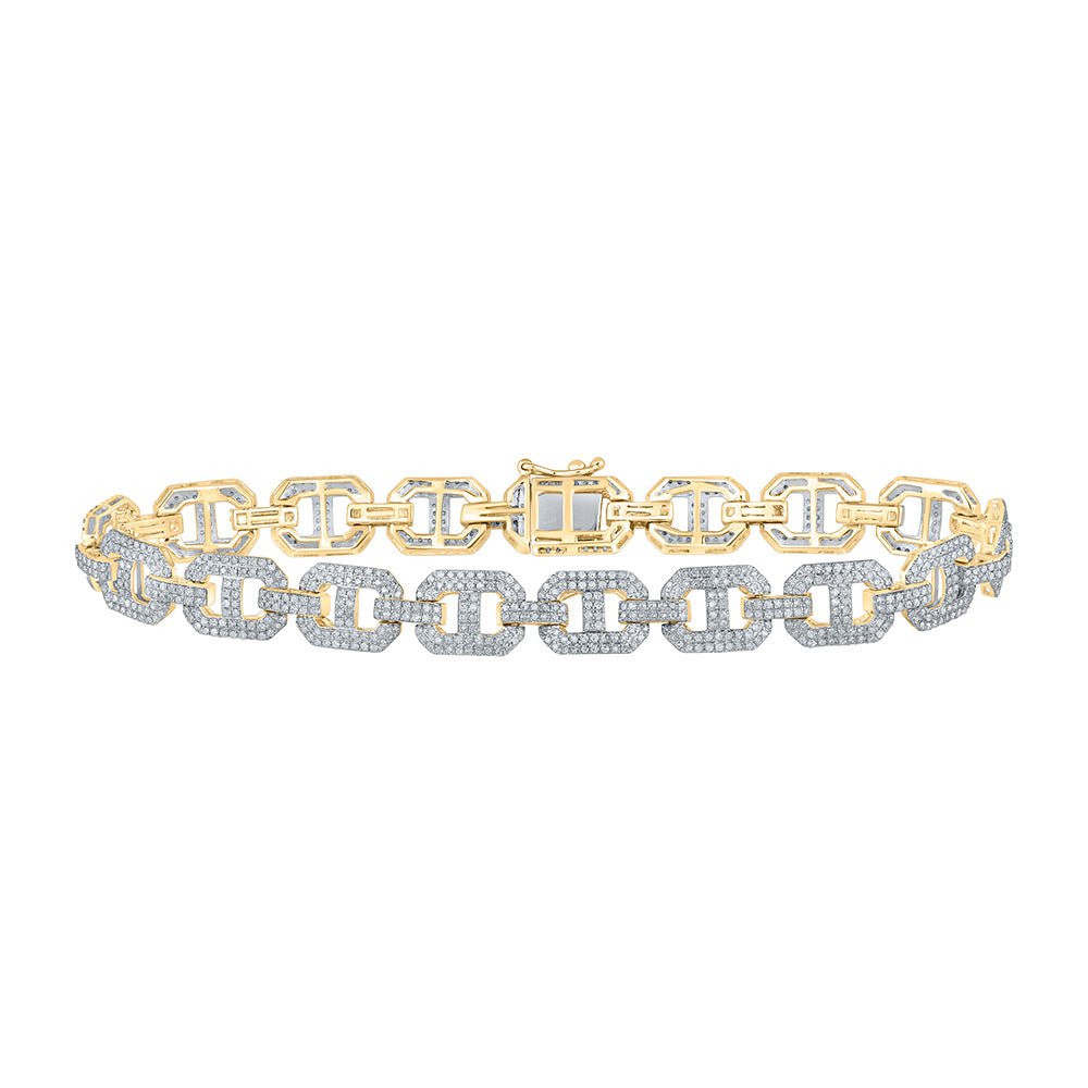 GND Men's Diamond Bracelets 10kt Yellow Gold Mens Round Diamond Link Bracelet 3-1/4 Cttw
