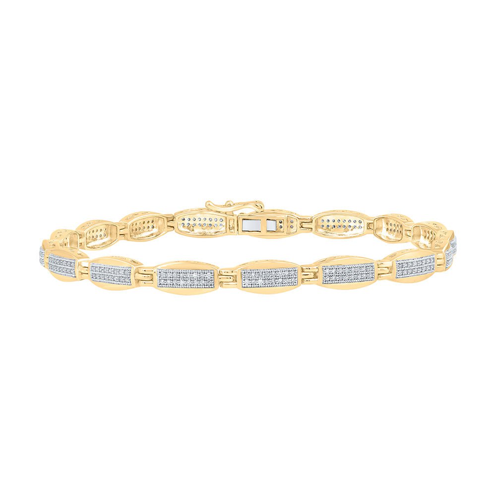 GND Men's Diamond Bracelets 10kt Yellow Gold Mens Round Diamond Link Bracelet 3/4 Cttw