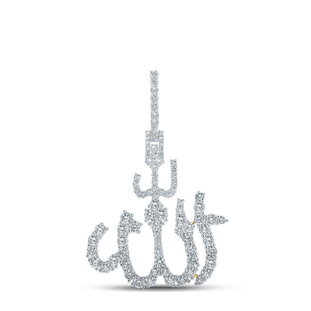 GND Men's Diamond Charm Pendant 10kt Yellow Gold Mens Round Diamond Allah Islam Charm Pendant 2 Cttw