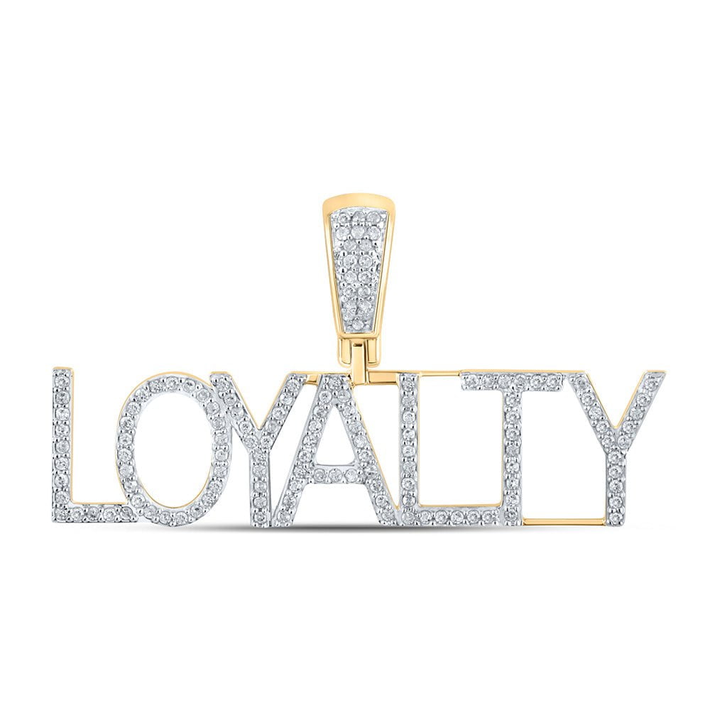 GND Men's Diamond Charm Pendant 10kt Yellow Gold Mens Round Diamond Loyalty Charm Pendant 1/3 Cttw