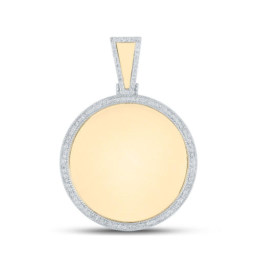 GND Men's Diamond Charm Pendant 10kt Yellow Gold Mens Round Diamond Memory Circle Charm Pendant 1/2 Cttw