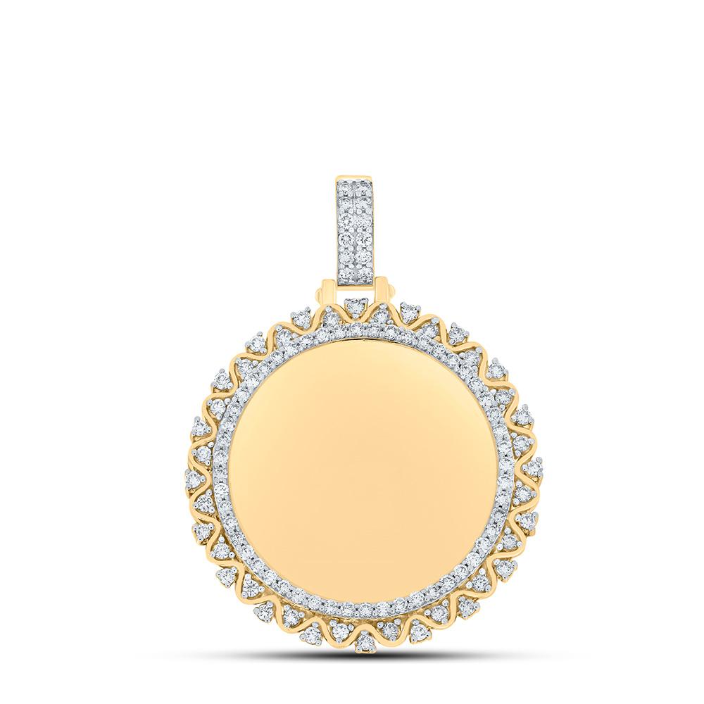 10kt Yellow Gold Mens Round Diamond Memory Circle Charm Pendant 1-7/8 Cttw