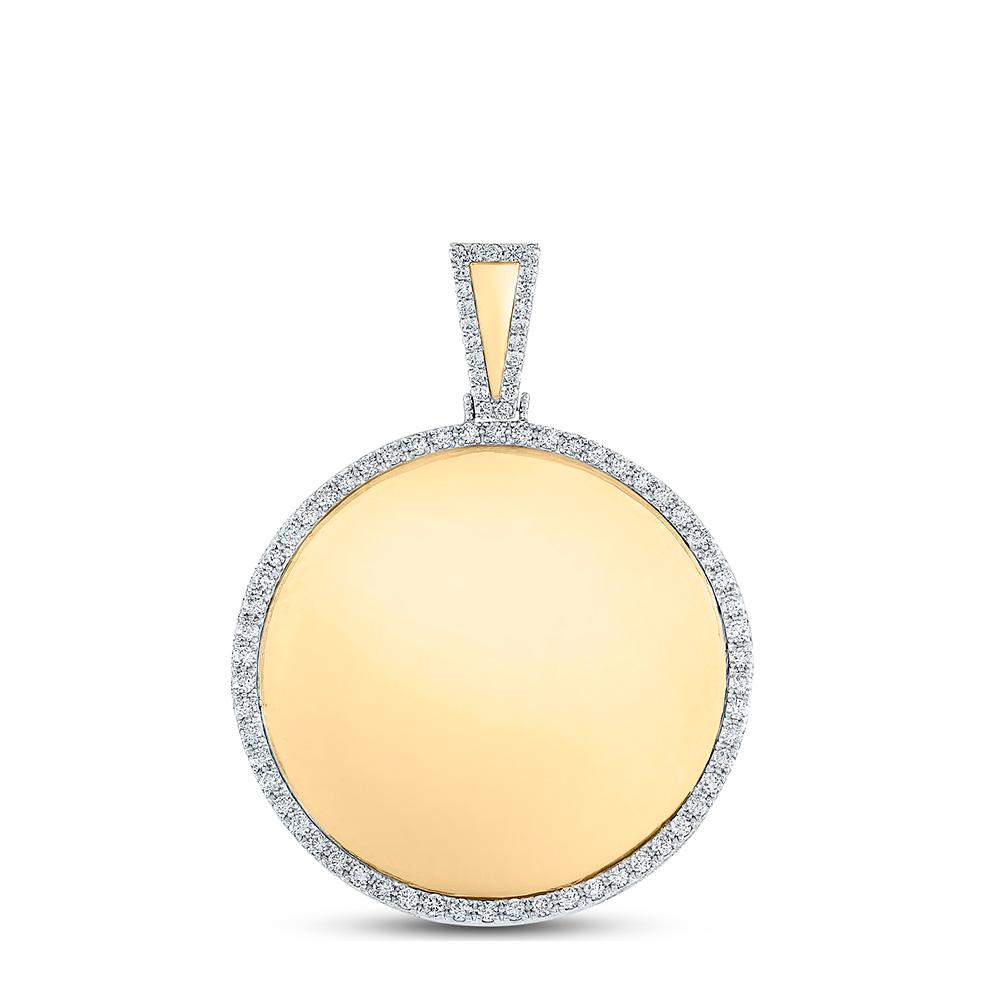 GND Men's Diamond Charm Pendant 10kt Yellow Gold Mens Round Diamond Mirror Memory Charm Pendant 2-1/5 Cttw