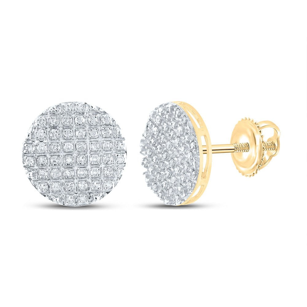 GND Men's Diamond Earrings 10kt Yellow Gold Mens Round Diamond Circle Earrings 1/4 Cttw