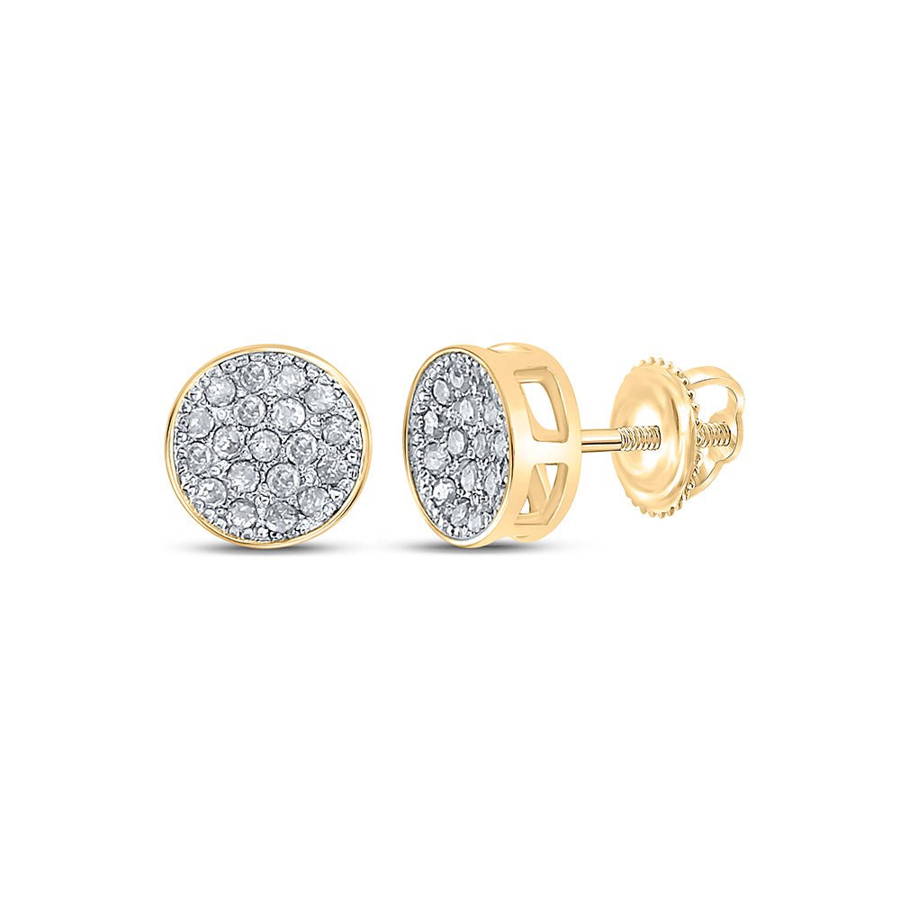GND Men's Diamond Earrings 10kt Yellow Gold Mens Round Diamond Cluster Earrings 1/6 Cttw