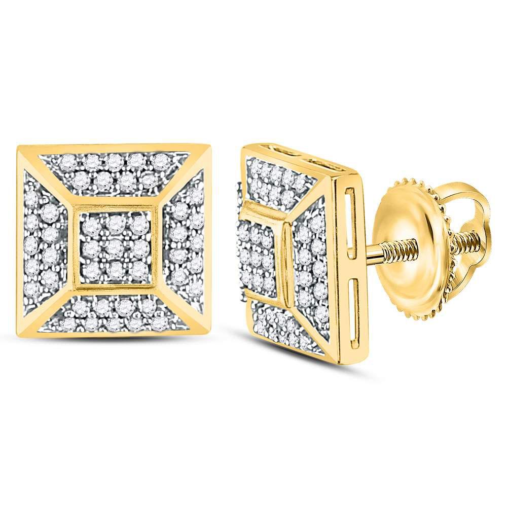 10kt Yellow Gold Men's Diamond Square Cluster Earrings - 3/4 Cttw –  Splendid Jewellery
