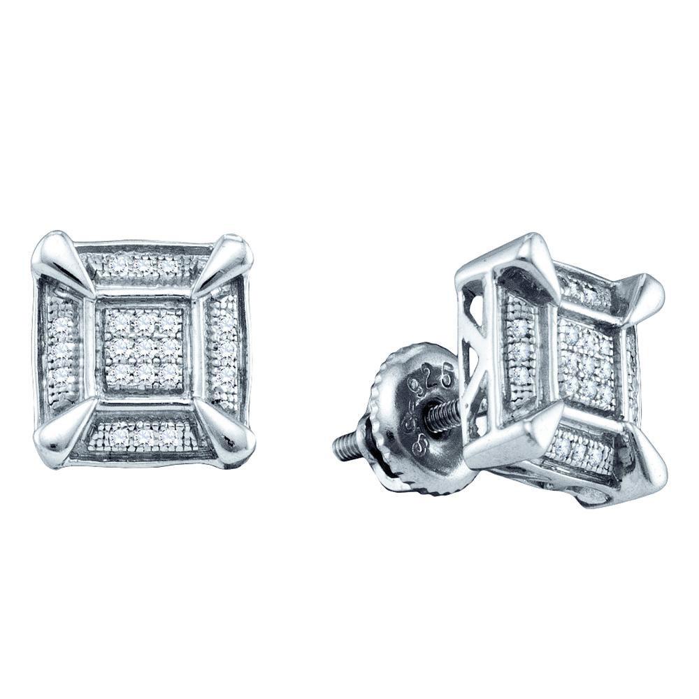 Sterling silver diamond earrings mens Clearance