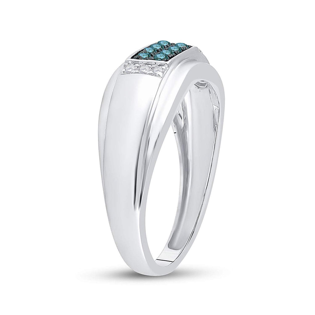 7mm Men's Titanium Diamond Blue Inlay Engagement Wedding Ring - Titanium  Rings at Elma UK Jewellery