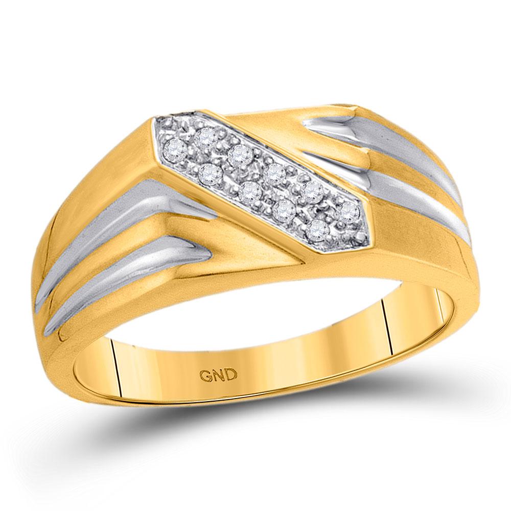 GND Men's Diamond Fashion Ring 10kt Yellow Gold Mens Round Diamond Band Ring 1/10 Cttw