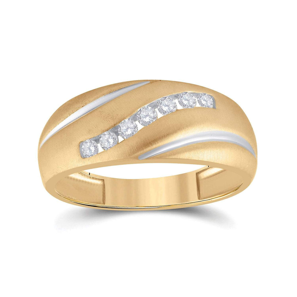 GND Men's Diamond Fashion Ring 10kt Yellow Gold Mens Round Diamond Single Row Band Ring 1/4 Cttw