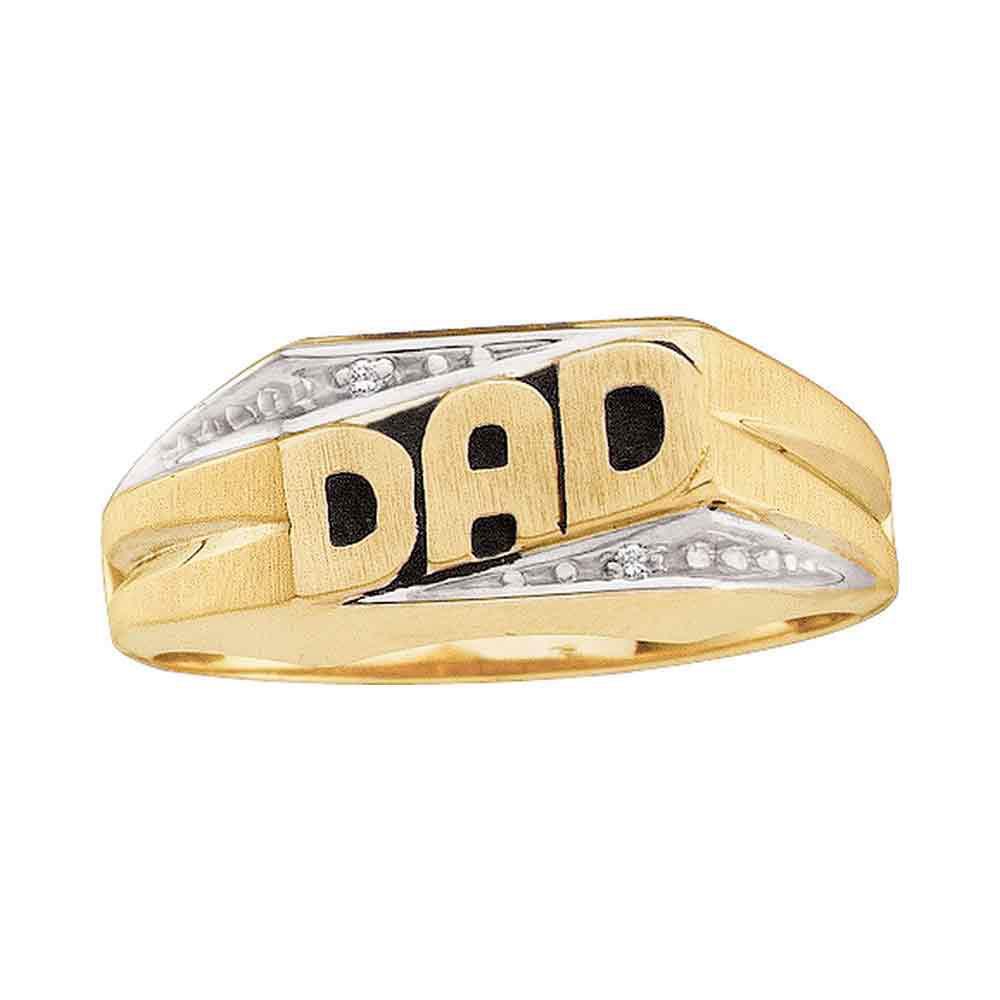 GND Men's Diamond Fashion Ring 14kt Yellow Gold Mens Round Diamond Dad Father Ring .01 Cttw
