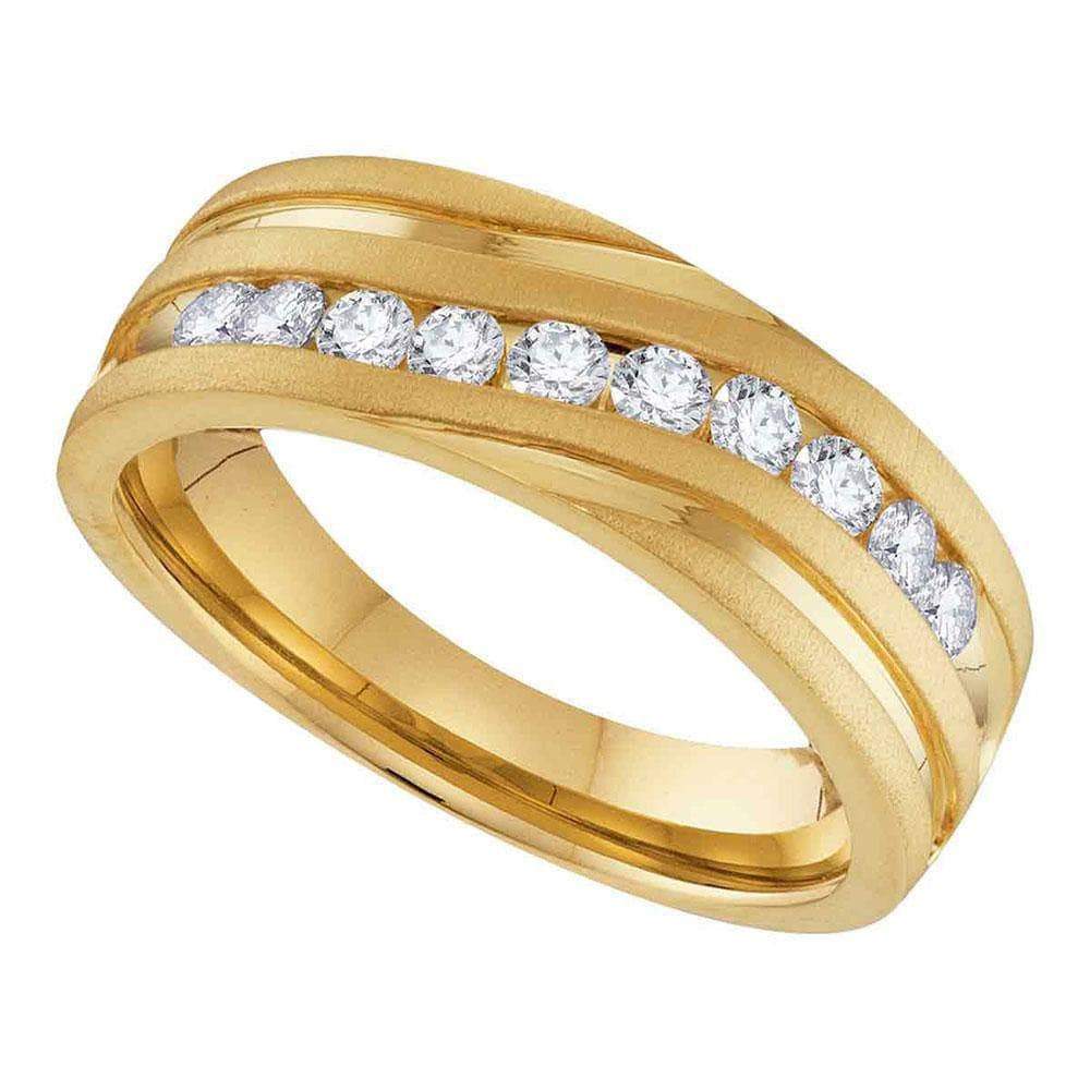 GND Men's Wedding Band 10 10kt Yellow Gold Mens Round Diamond Wedding Band Ring 1/2 Cttw