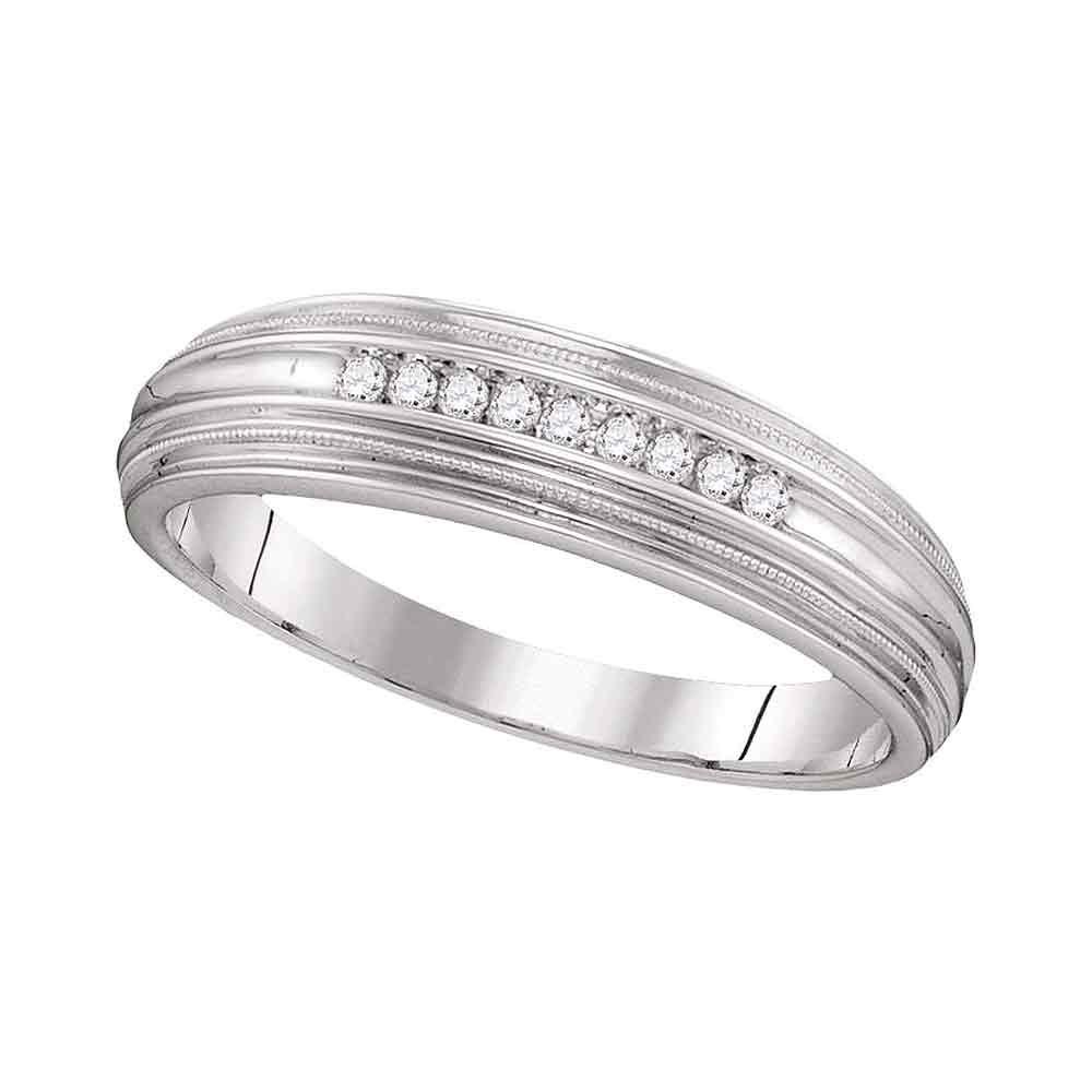 Mens Wedding Band 14K White Gold Ring Unique Wedding Ring - Camellia Jewelry