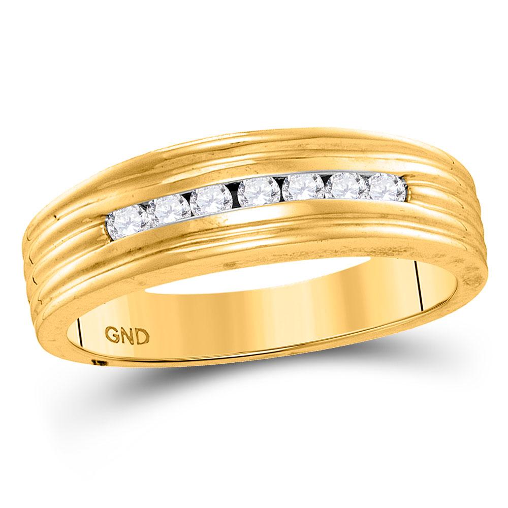 GND Men's Wedding Band 10kt Yellow Gold Mens Round Diamond Wedding Band Ring 1/4 Cttw