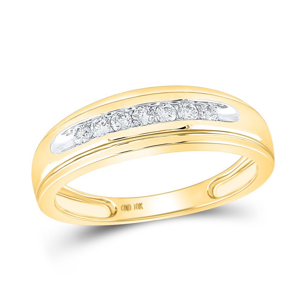 GND Men's Wedding Band 10kt Yellow Gold Mens Round Diamond Wedding Channel-set Band Ring 1/4 Cttw