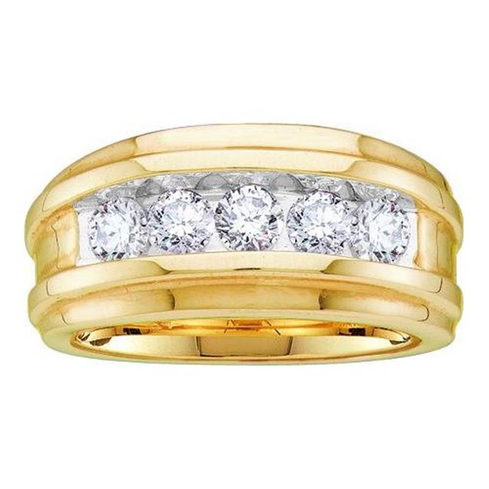 14kt Yellow Gold Mens Round Diamond Wedding Channel Set Band Ring