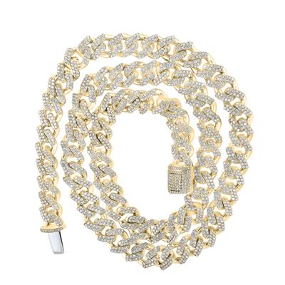 GND Mens Diamond Necklace 10K YELLOW GOLD ROUND DIAMOND CUBAN LINK CHAIN NECKLACE 8 CTTW
