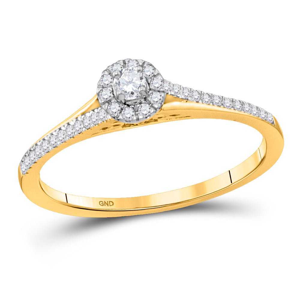 GND Promise Ring 10kt Yellow Gold Womens Round Diamond Halo Promise Ring 1/5 Cttw
