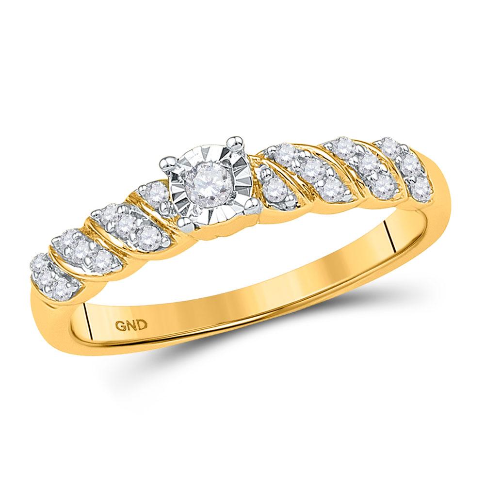 GND Promise Ring 10kt Yellow Gold Womens Round Diamond Solitaire Promise Ring 1/5 Cttw