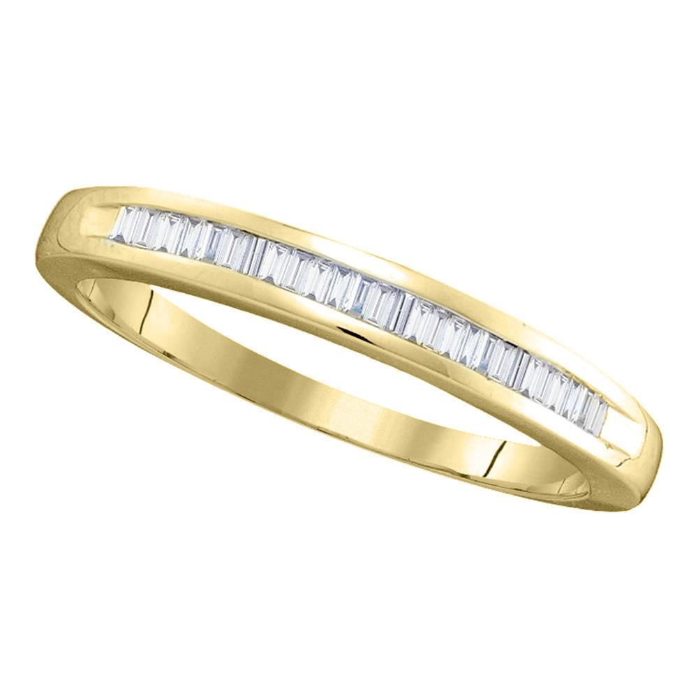 GND Women's Wedding Band 14kt Yellow Gold Womens Baguette Diamond Wedding Band Ring 1/4 Cttw