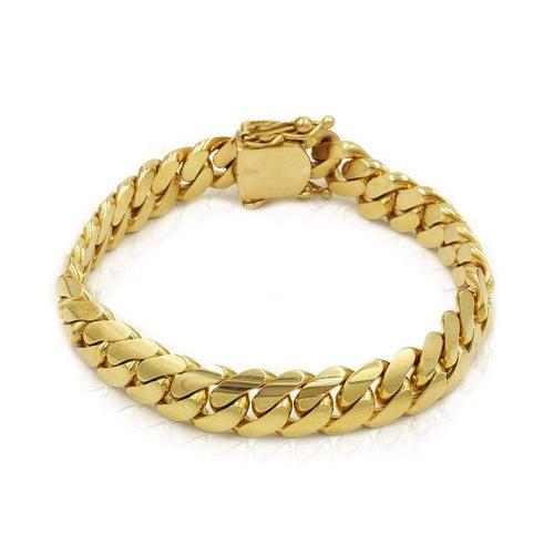 Las Villas Cuban Link Bracelet 10mm Solid Cuban Link Bracelet in 14K Yellow Gold