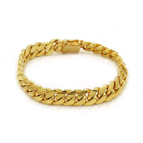 Las Villas Cuban Link Bracelet 11mm Solid Cuban Link Bracelet in 18K Yellow Gold