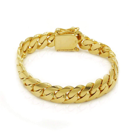 12mm Solid Cuban Link Bracelet in 14K Yellow Gold