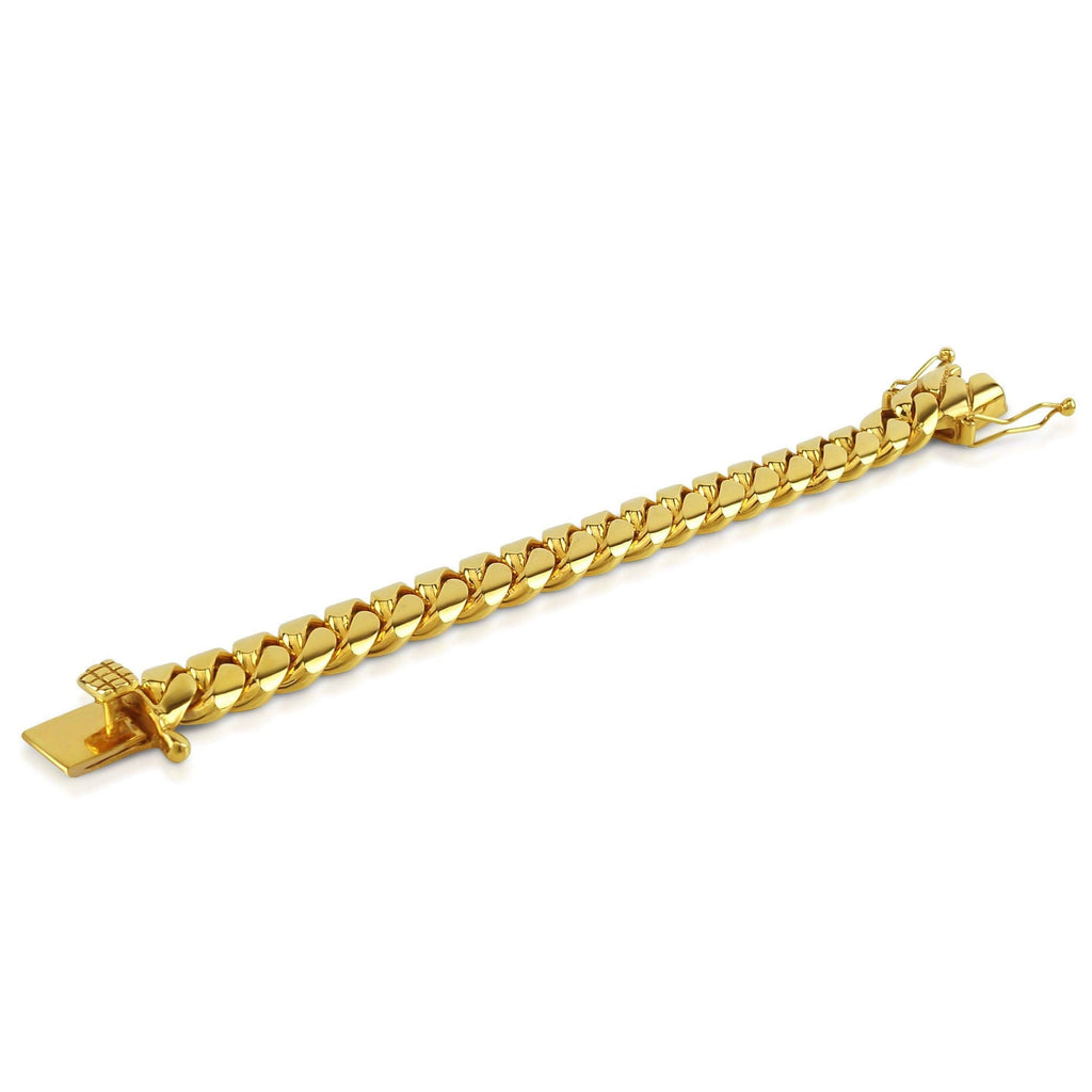18MM Cuban Link Bracelet 14K Yellow Gold - Ice Cartel