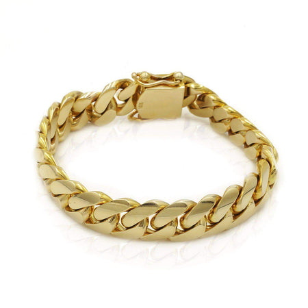 13mm Solid Cuban Link Bracelet in 10K Yellow Gold