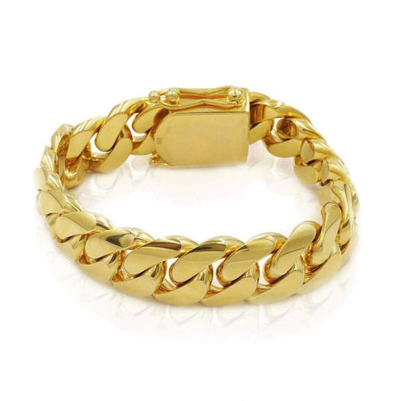 18mm Solid Cuban Link Bracelet in 14K Yellow Gold
