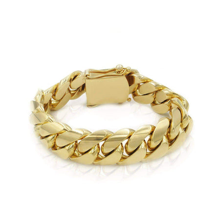 20mm Solid Cuban Link Bracelet in 10K Yellow Gold