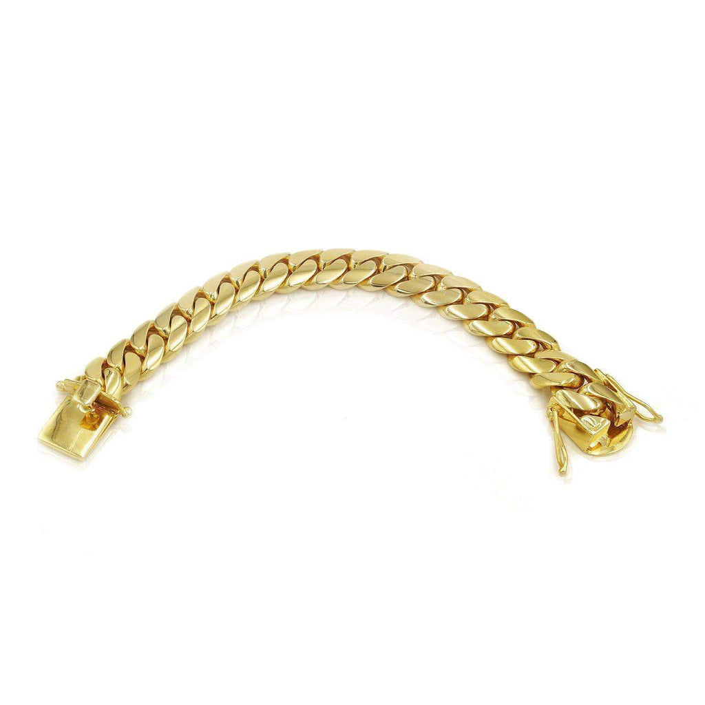 Graduated Miami Cuban Link Bracelet 10K Yellow Gold - Hollow