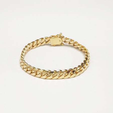 9mm Solid Cuban Link Bracelet in 10K Yellow Gold