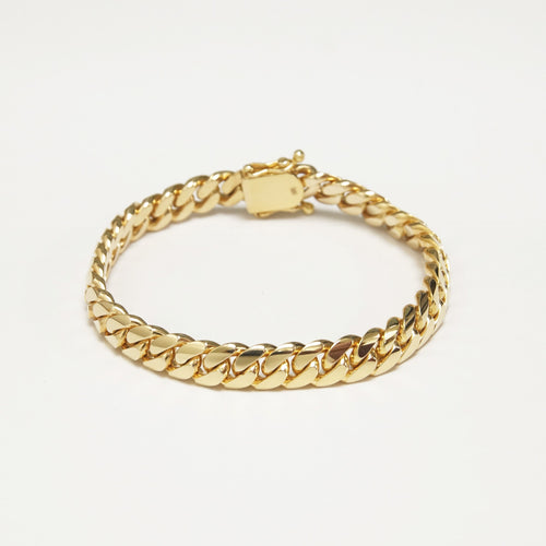 Las Villas Cuban Link Bracelet 9mm Solid Cuban Link Bracelet in 14K Yellow Gold