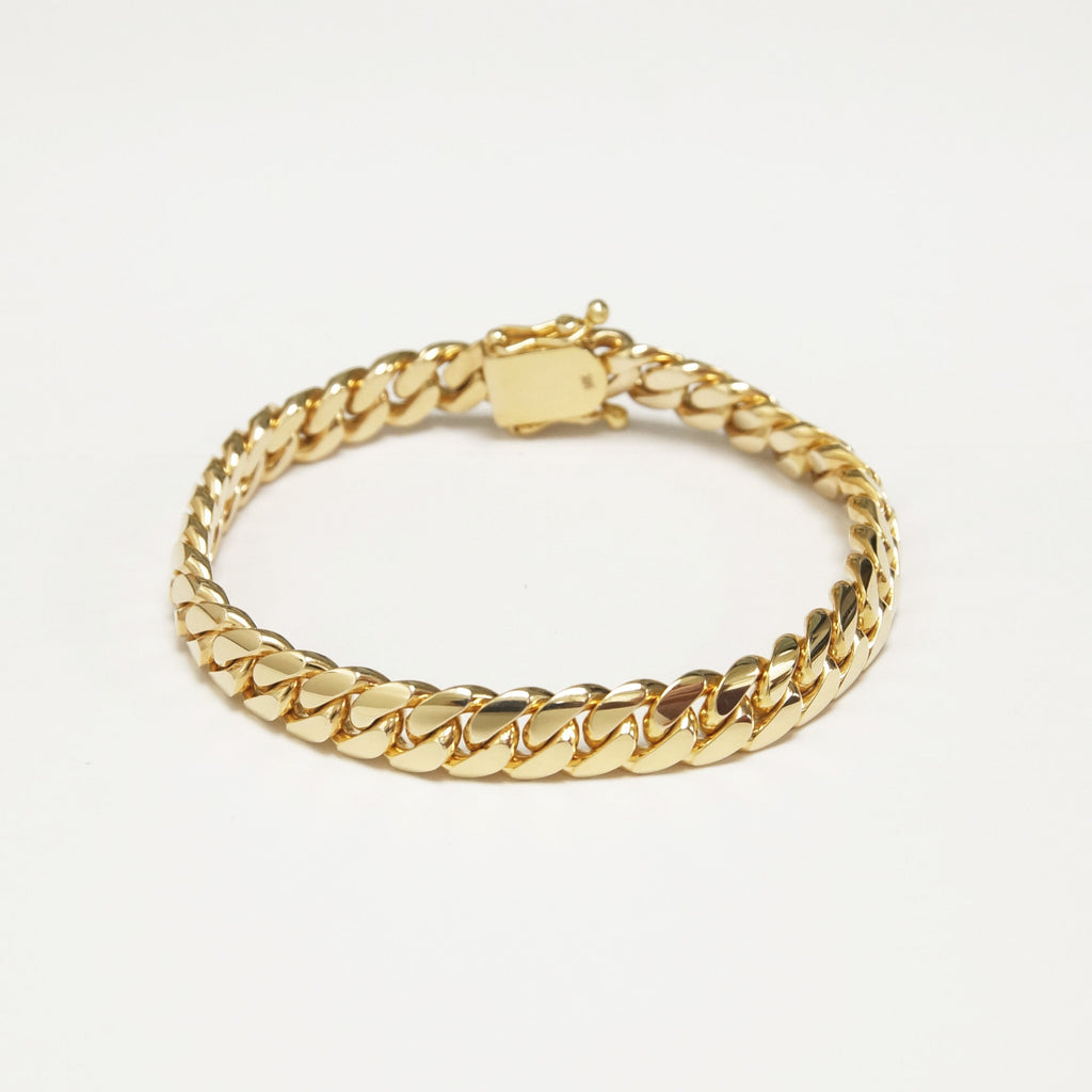 Las Villas Cuban Link Bracelet 9mm Solid Cuban Link Bracelet in 14K Yellow Gold