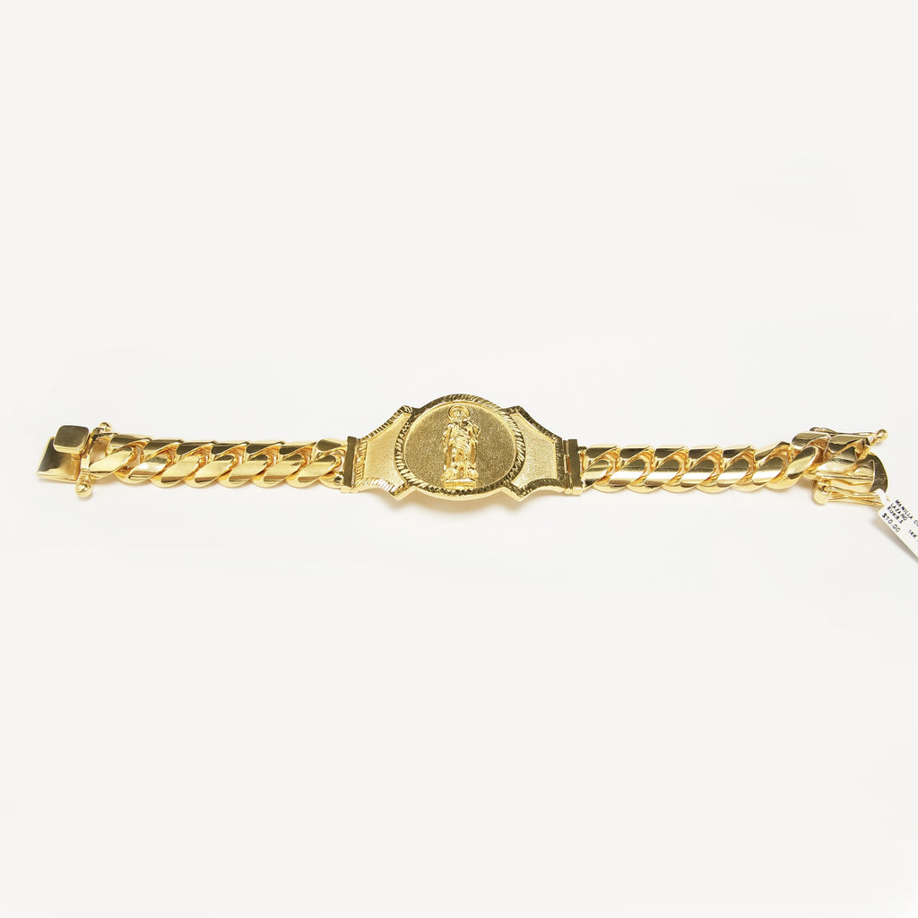10mm Solid Cuban Link Bracelet in 14K Yellow Gold - Las Villas