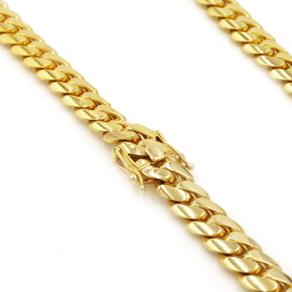 11mm Solid Cuban Link Bracelet in 10K Yellow Gold - Las Villas Jewelry