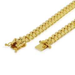 11mm Enamel Cuban Link Necklace Chain Orange/Gold 20 inch