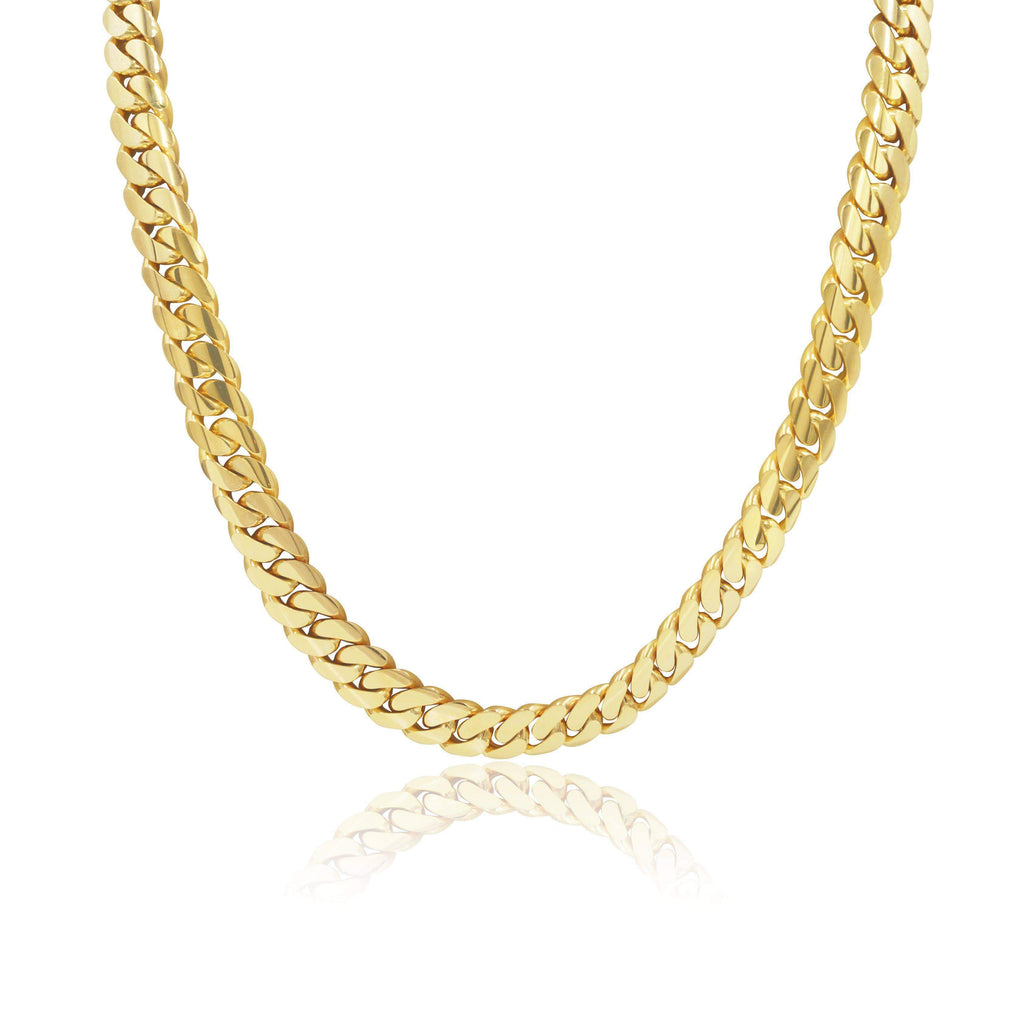 14K Solid Yellow Gold Miami Cuban Link Chain Box Lock Necklace