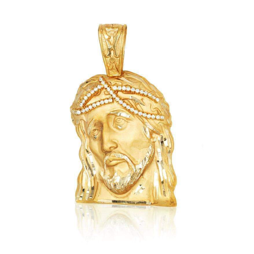 Las Villas Dijes 40mm 10K Jesus Christ Face Pendant in Solid Gold