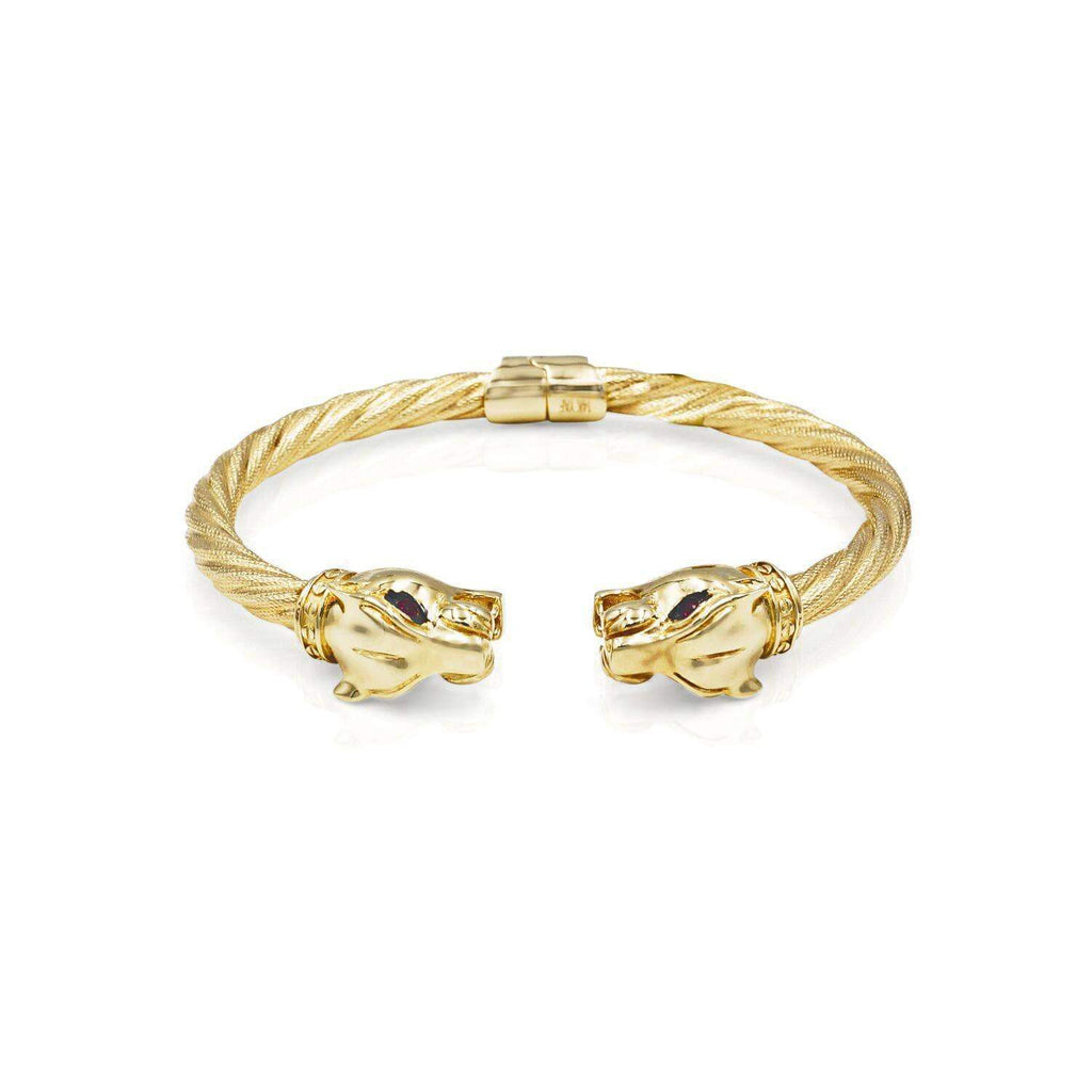 Las Villas Italian Bracelet Polished Rope Panther Cuff Bracelet in 14k Gold