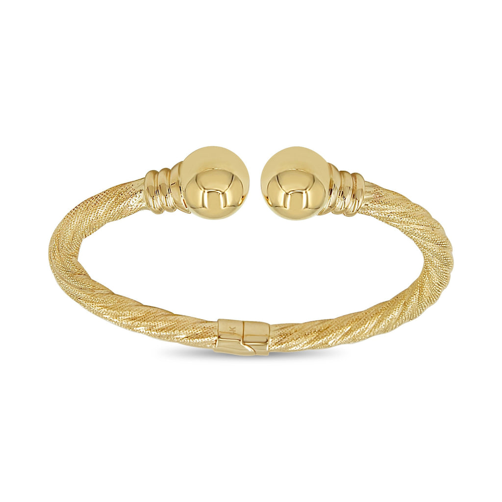 Las Villas Italian Bracelet Textured Cuff Bracelet in 10k Gold