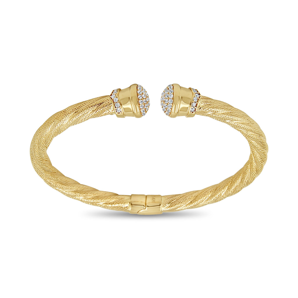 Las Villas Italian Bracelet Textured Cuff Bracelet in 14k Gold