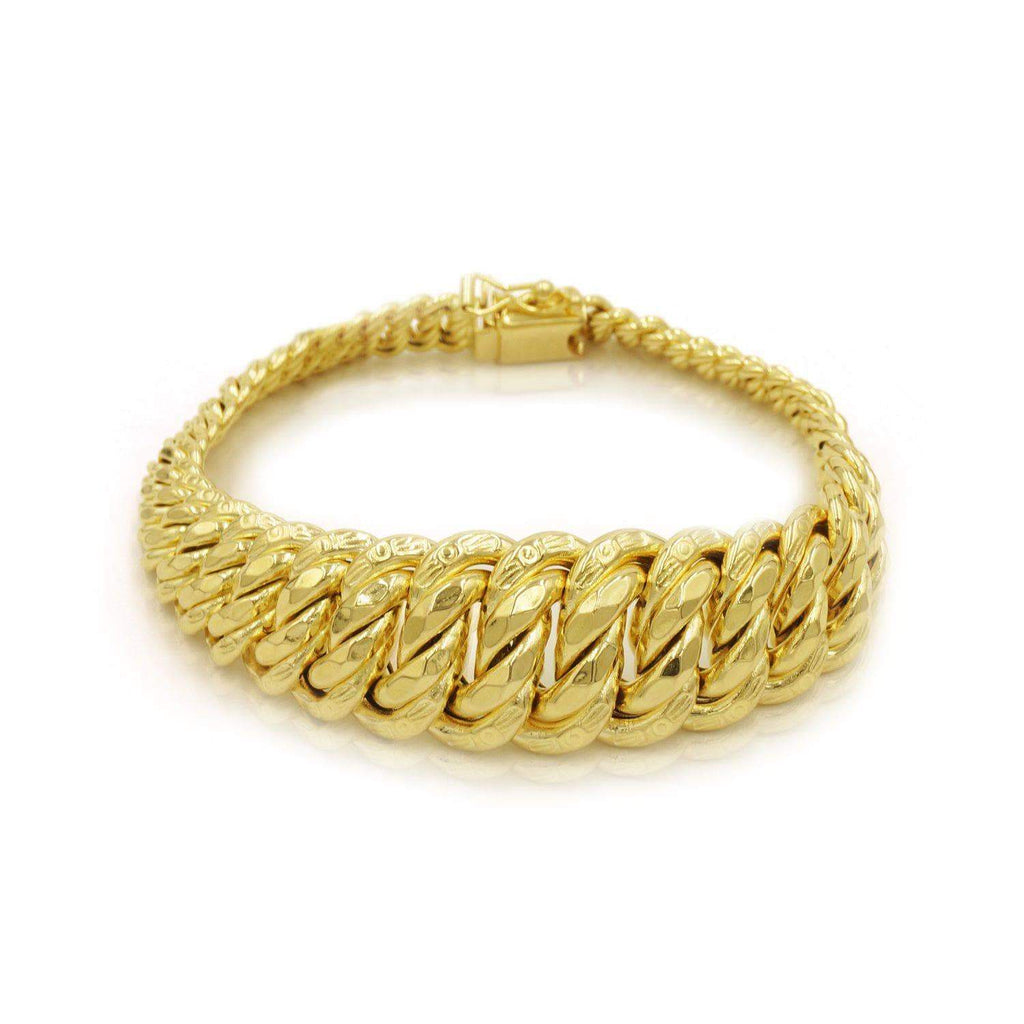 Las Villas Jewelry Italian Bracelet Princess Cut Italian Bracelet in 14K Yellow Gold
