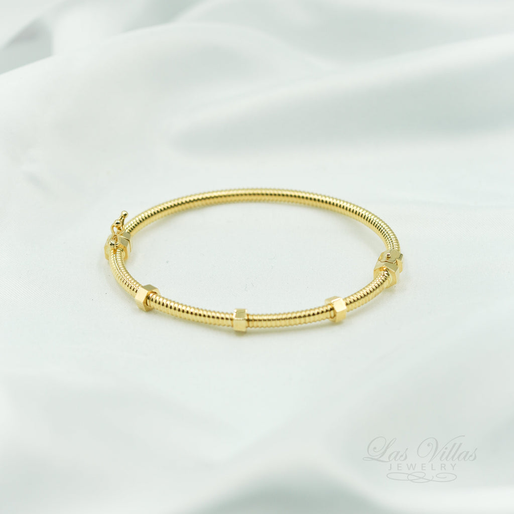 Las Villas Jewelry Italian Bracelet Women's Fancy Bracelet semi-hallow in 14K Gold
