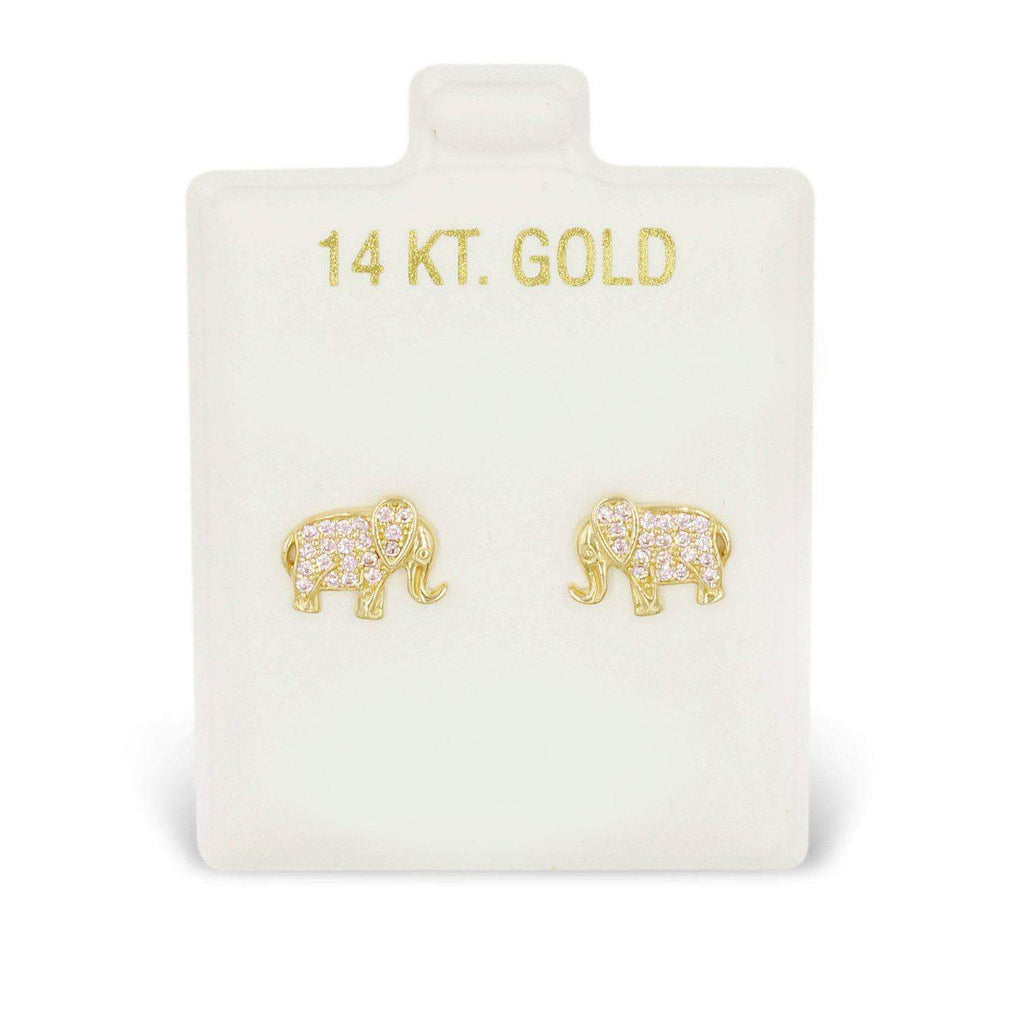 Las Villas Jewelry Kids Earrings/Studs Elephant Stud Earrings in 14K Yellow Gold