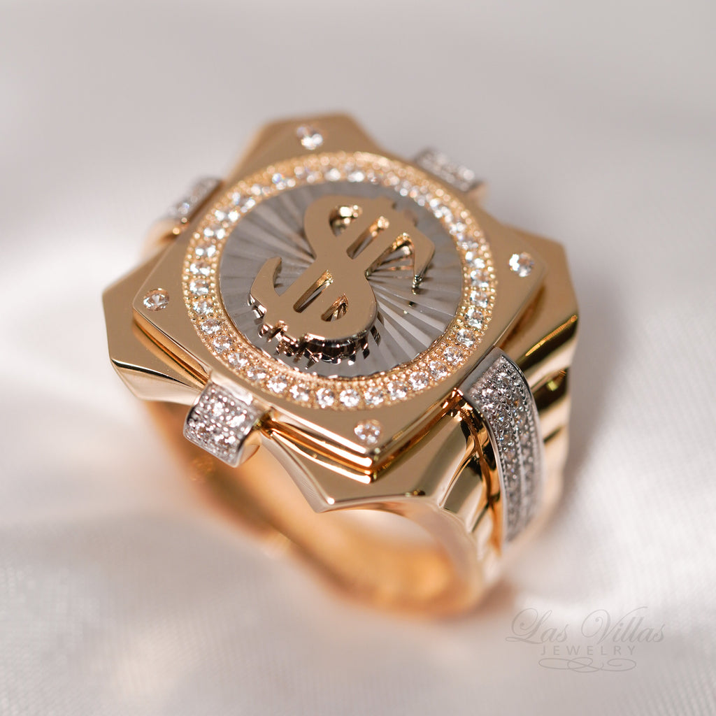 Las Villas Jewelry Men's Big Look Rings Dollar Sign ring in 14k Gold