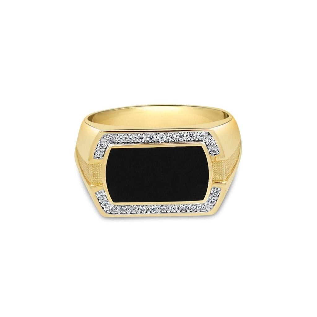 Las Villas Jewelry Men's Big Look Rings Men's Black collection with CZ in 10kt Gold